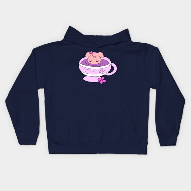 Piggy Tea Kids Hoodie by saradaboru